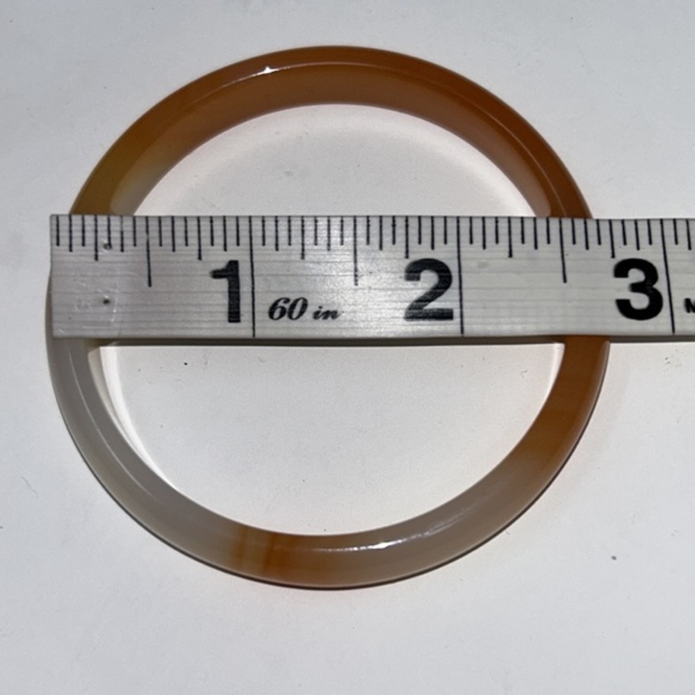 Round Shape Orange White Agate Bangle Bracelet - image 5